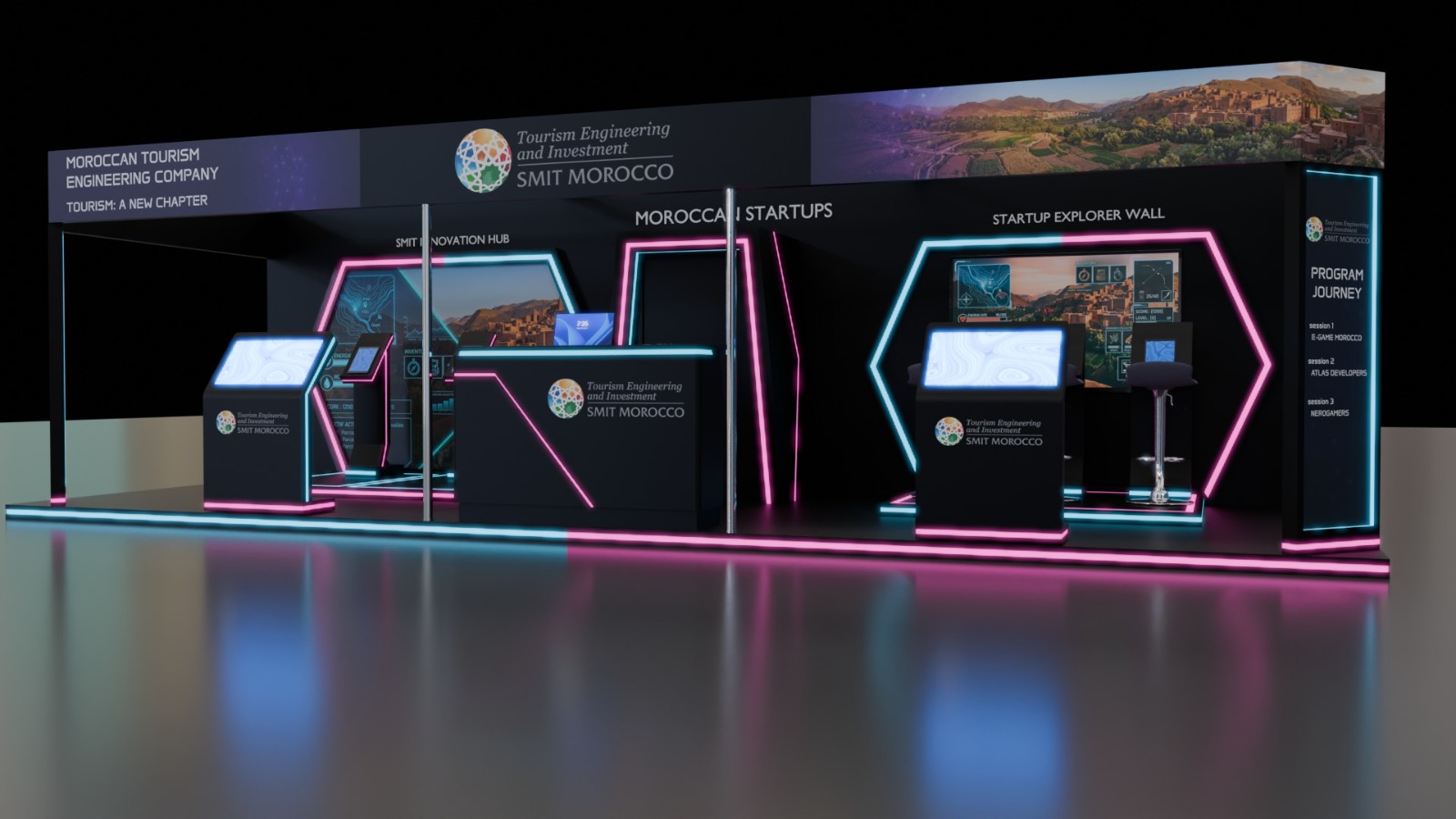 Rendu 3D stand LUMI — vue 2